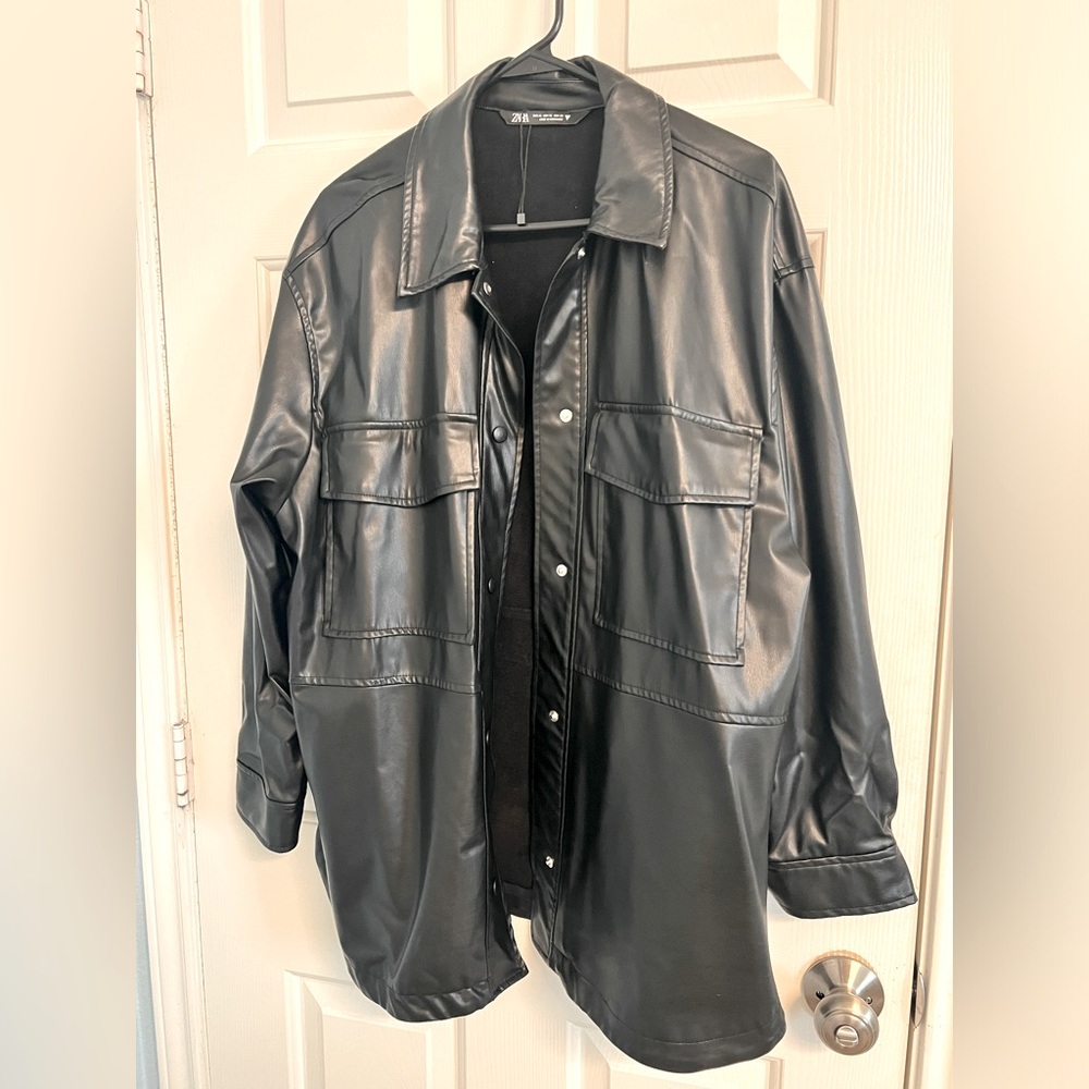 Zara Black Faux Leather Shaket